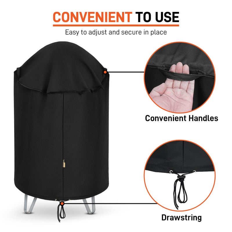 Arcedo Round Bullet Smoker Cover for Outside 30 Inch, Vertical Charcoal Kettle Joe Smoker Cover, Outdoor Electric Grill Dome Cover Heavy Duty Waterproof Compatible with Wber Charbroil Cuisinart - Image 4